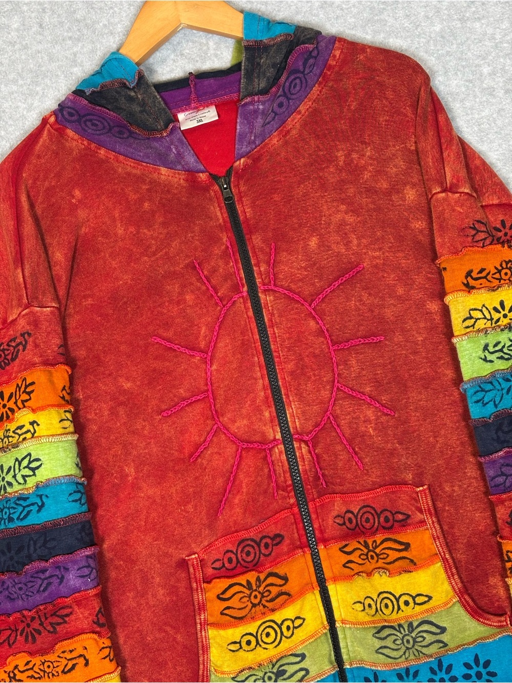 Greater Good Network Sunshine Daydream Hooded Jacket-Rainbow-Women Size 3XL